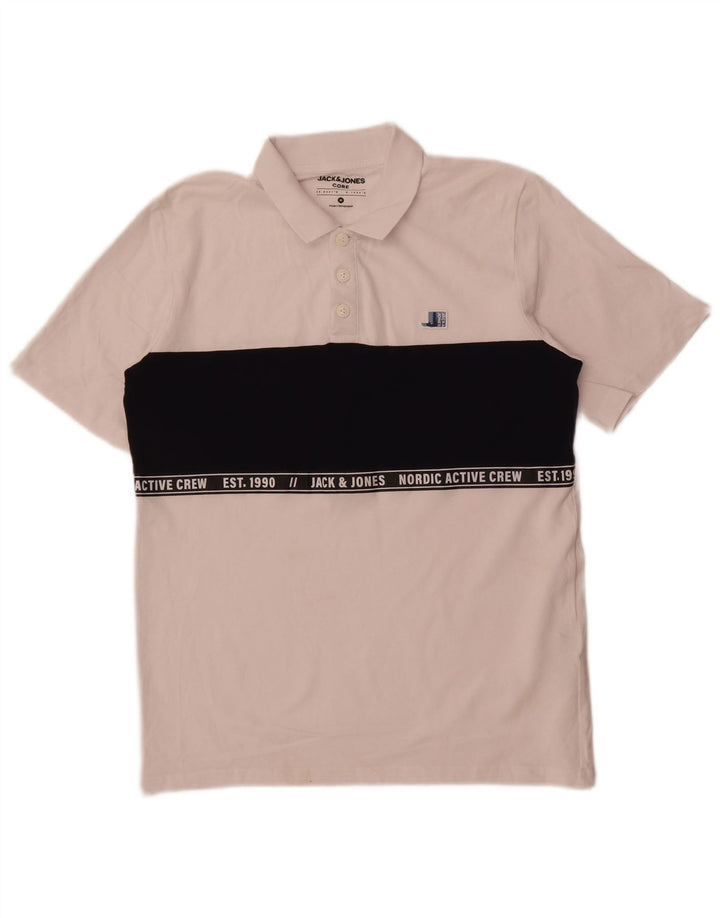 Jack & Jones Ανδρικό γραφικό μπλουζάκι πόλο σε μεσαίο λευκό χρώμα, βαμβακερό