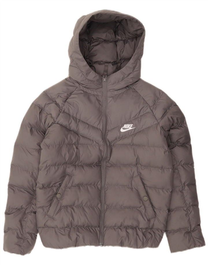 Μπουφάν Nike Boys με κουκούλα με επένδυση 10-11 ετών από μεσαίο γκρι πολυεστέρα