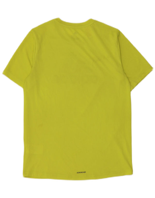 Adidas Boys Aeroready Graphic T-shirt Top 13-14 Years Yellow Polyester