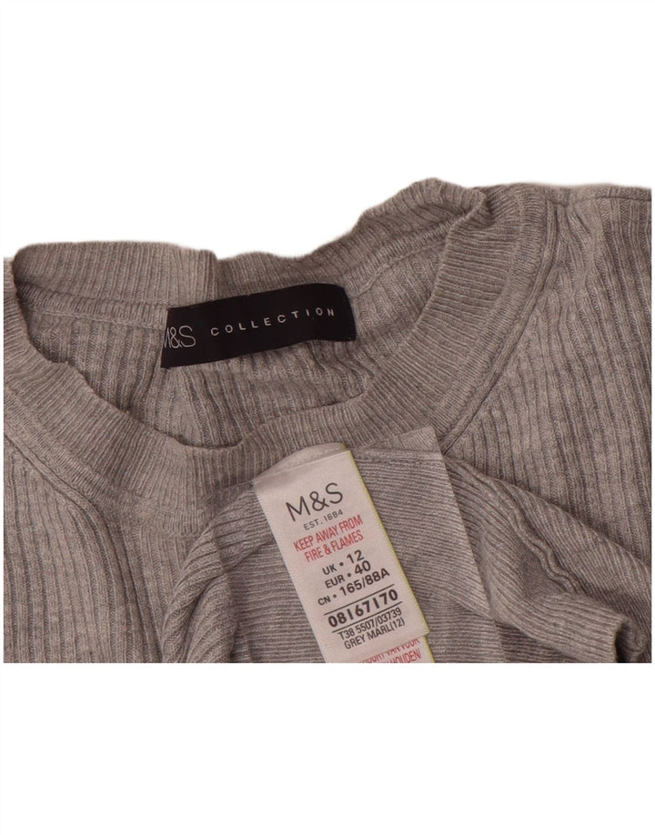 Marks & Spencer Γυναικείο πουλόβερ με λαιμόκοψη UK 12 μεσαίου γκρι βισκόζη