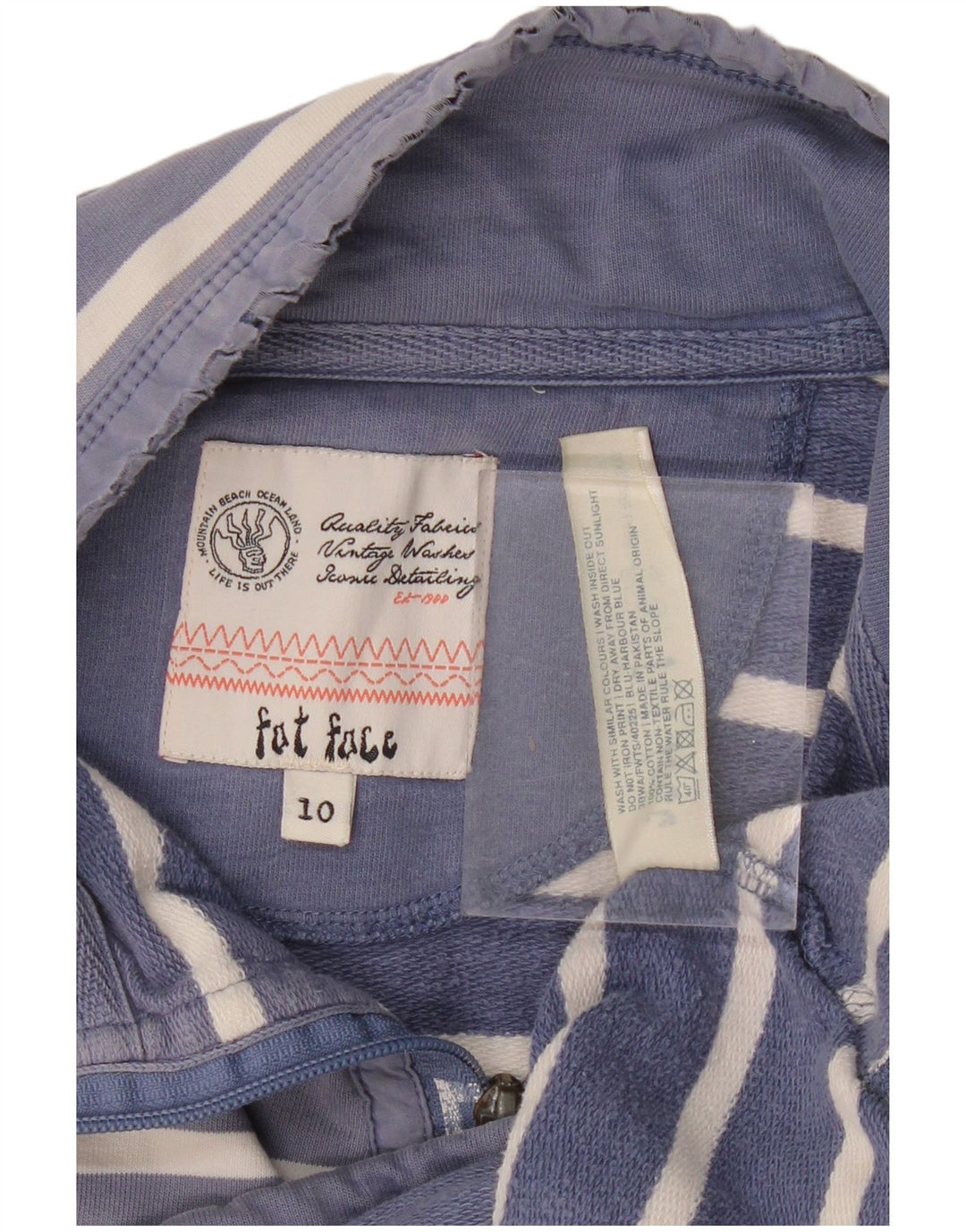 FAT FACE Γυναικείο φούτερ μεγάλου μεγέθους Jumper UK 10 Small Navy Blue ριγέ
