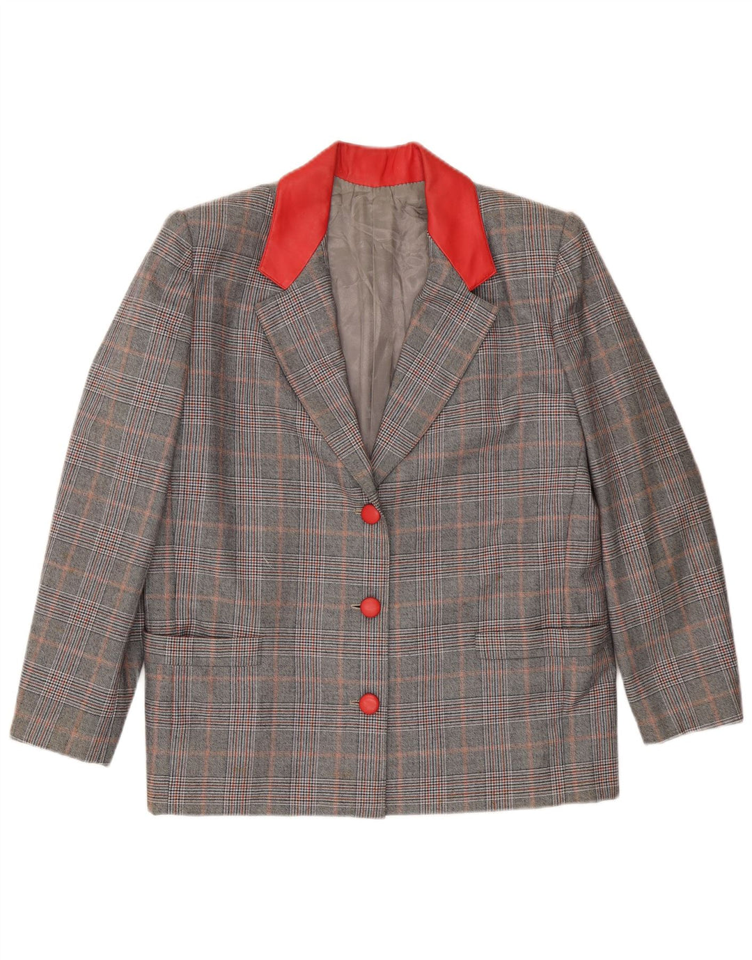 VINTAGE Γυναικείο μπουφάν blazer UK 16 Large Grey Check