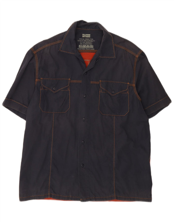 NAPAPIJRI Ανδρικό κοντομάνικο γραφικό πουκάμισο μεσαίο μπλε ναυτικό Floral