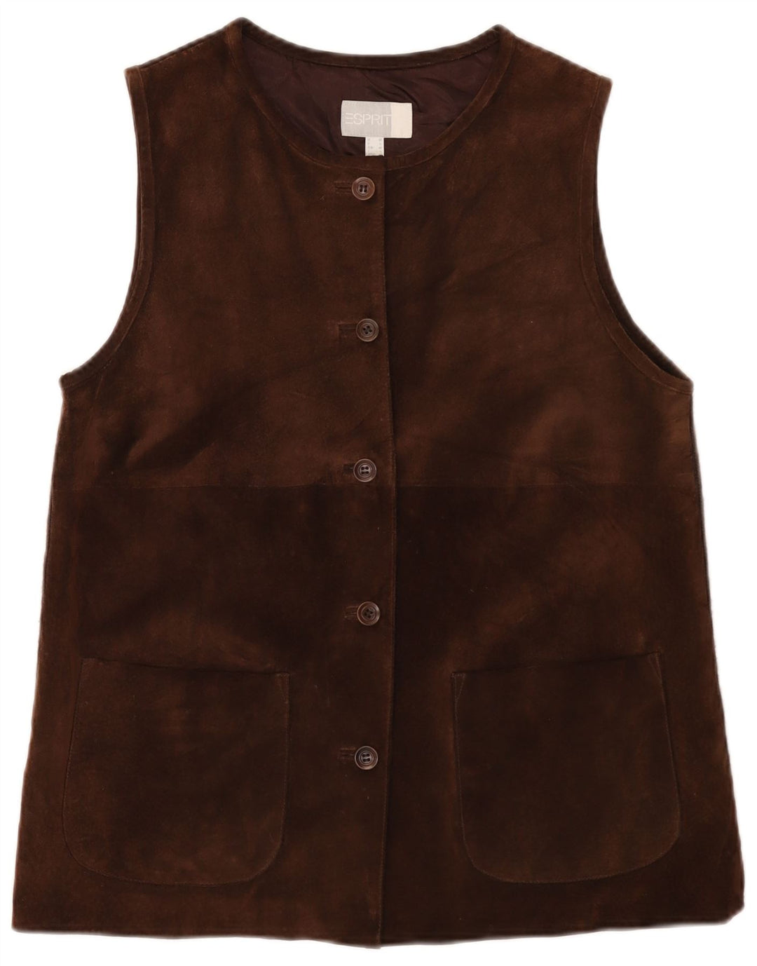 Esprit Γυναικείο Suede Gilet UK 14 Μεσαίο Καφέ Δέρμα