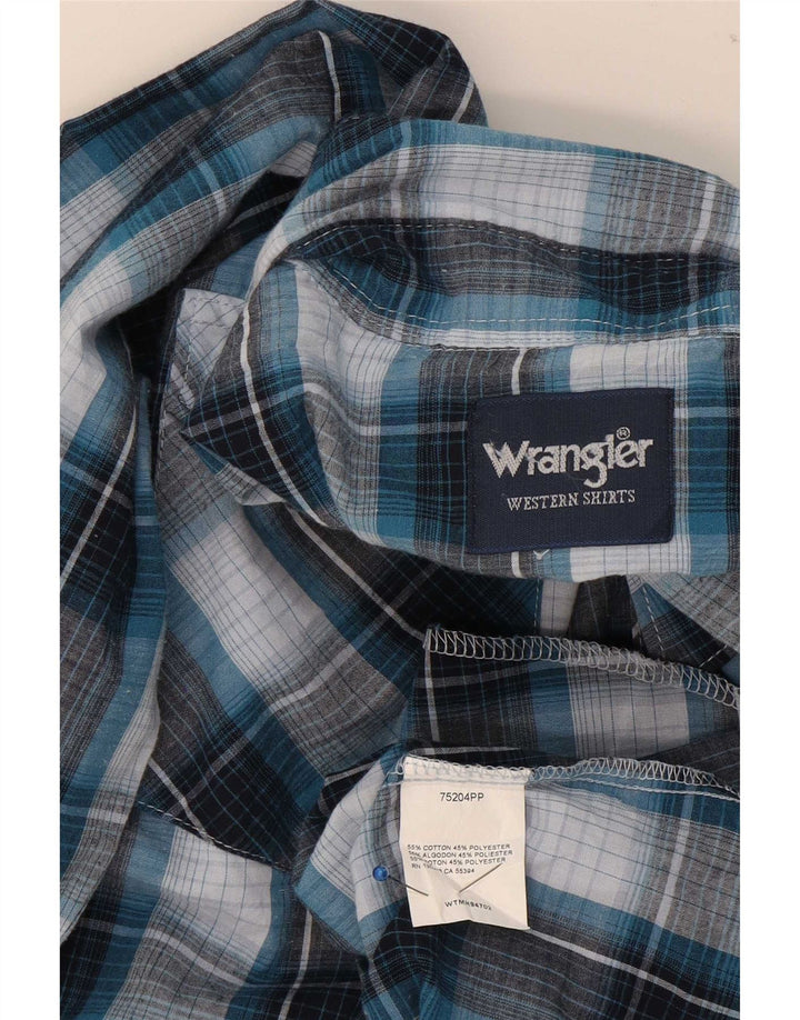 Ανδρικό πουκάμισο Wrangler με μεσαίο μπλε βαμβακερό καρέ