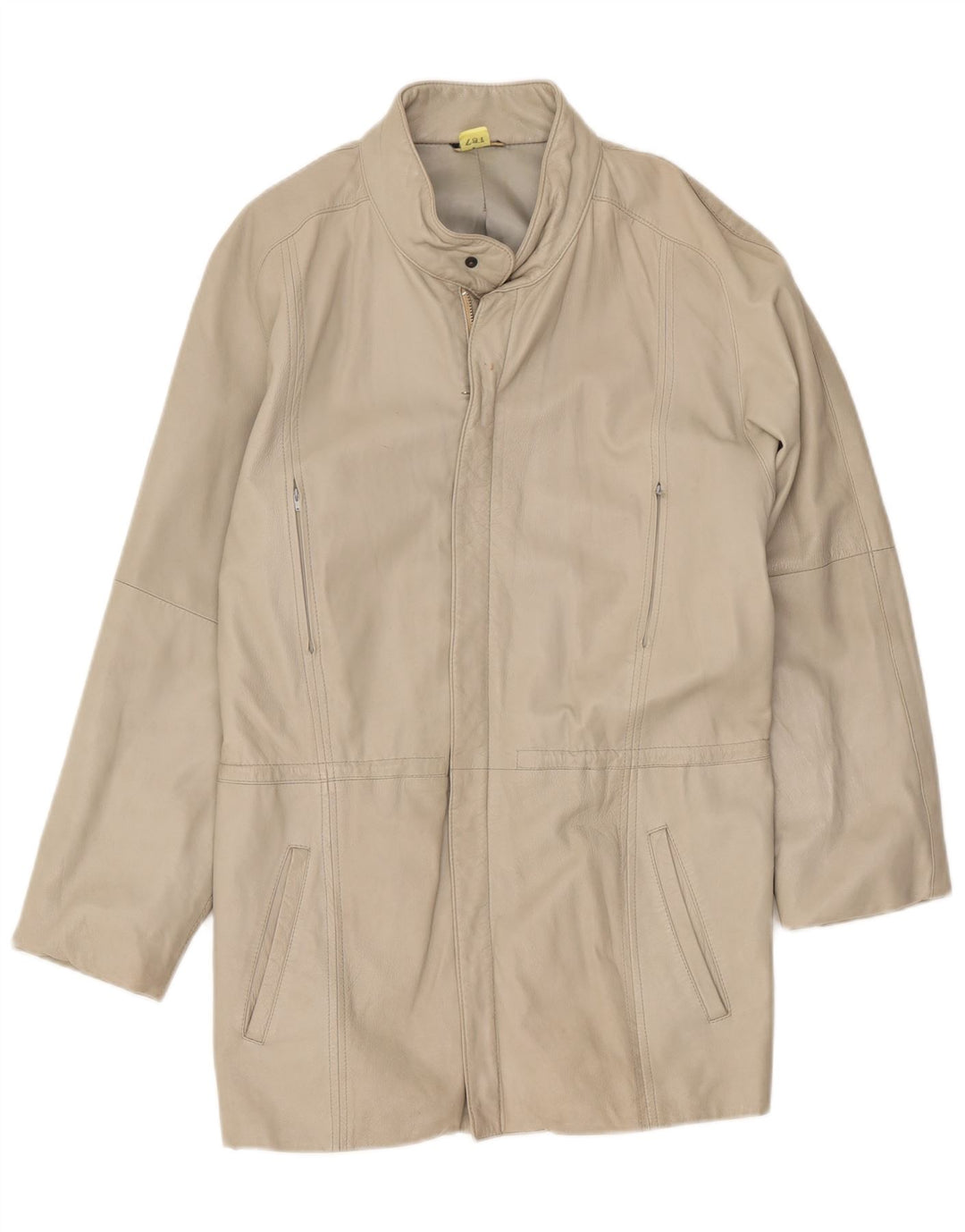 Vintage Γυναικείο Δερμάτινο Παλτό UK 14 Medium Off White