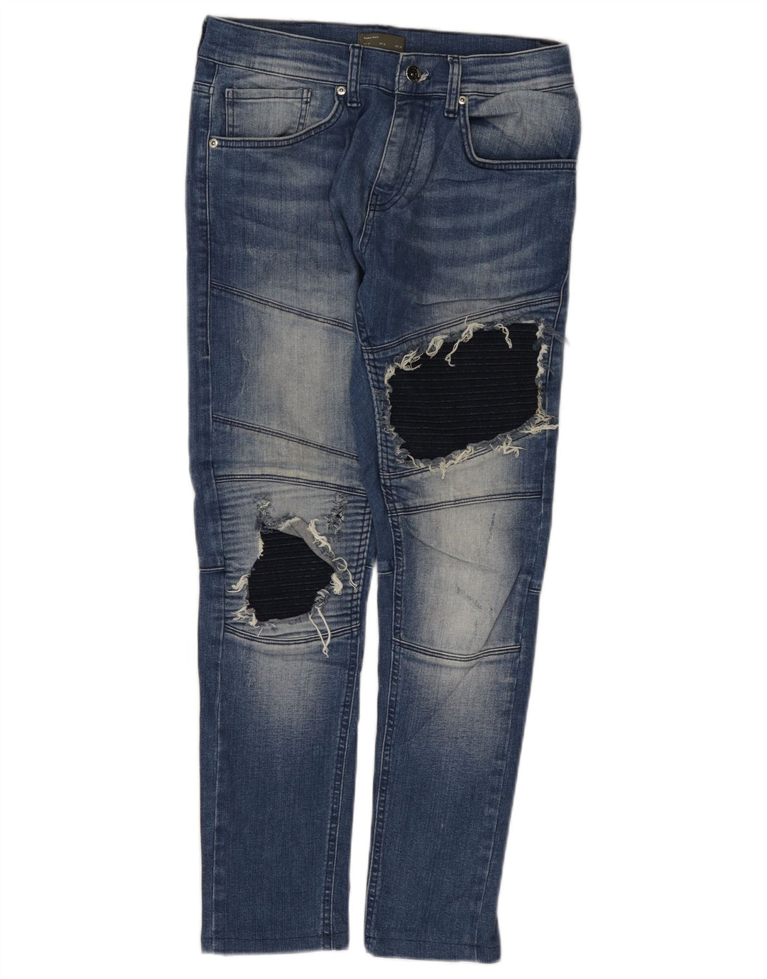 Ανδρικά Zara Distressed Slim Jeans EU 40 Medium W31 L28 Blue Colourblock