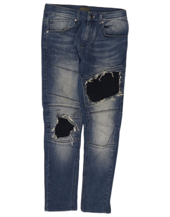 Ανδρικά Zara Distressed Slim Jeans EU 40 Medium W31 L28 Blue Colourblock