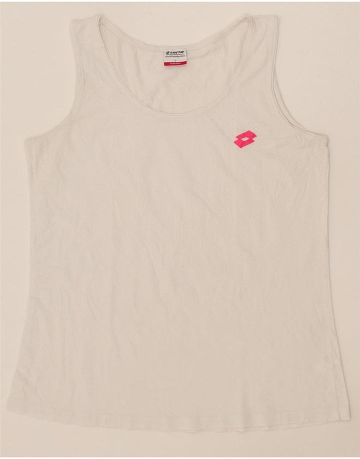 LOTTO Womens Vest Top UK 14 Large White Cotton Vintage Lotto and Second-Hand Lotto from Messina Hembry 