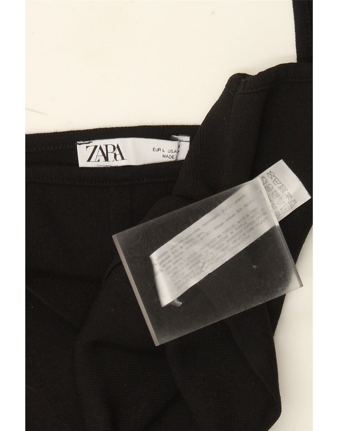 Zara Γυναικείο Αμάνικο Crop Top UK 14 Large Black Polyamide