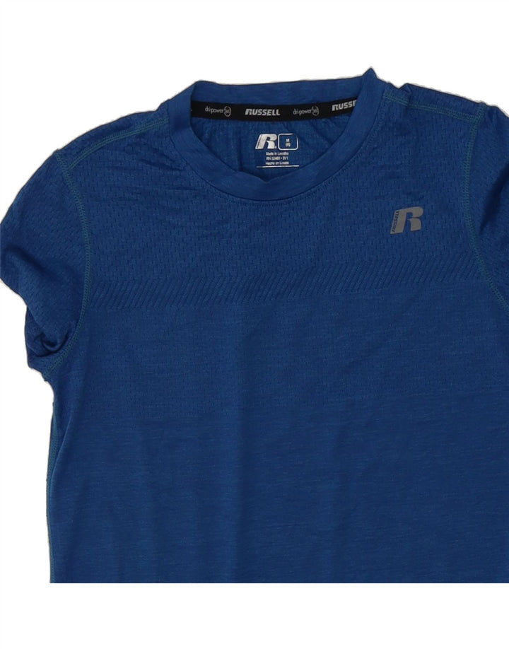 RUSSELL ATHLETIC Boys T-Shirt Top 7-8 Years Medium Blue Nylon Vintage Russell Athletic and Second-Hand Russell Athletic from Messina Hembry 
