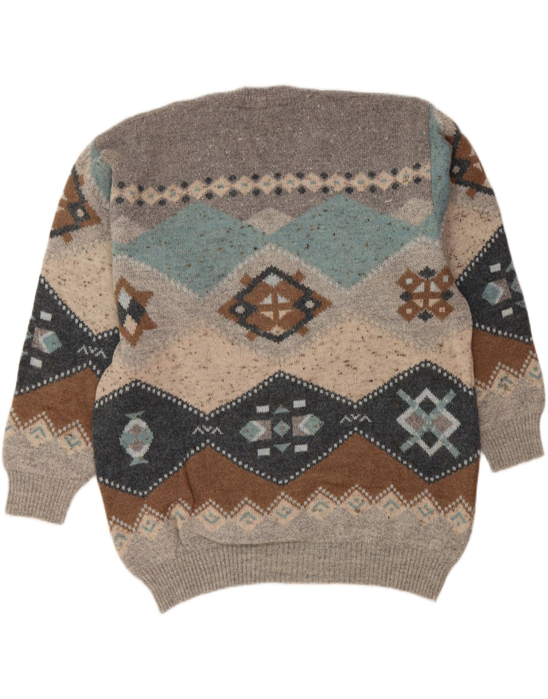 SOUTH COAST Ανδρικό πουλόβερ με λαιμόκοψη IT 54 XL Γκρι Fair Isle Wool