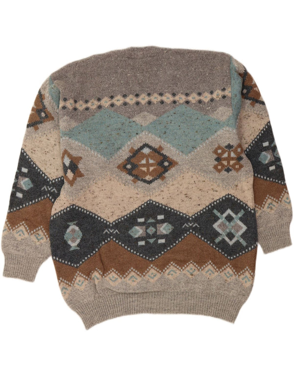 SOUTH COAST Ανδρικό πουλόβερ με λαιμόκοψη IT 54 XL Γκρι Fair Isle Wool