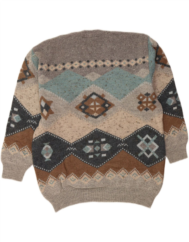 SOUTH COAST Ανδρικό πουλόβερ με λαιμόκοψη IT 54 XL Γκρι Fair Isle Wool