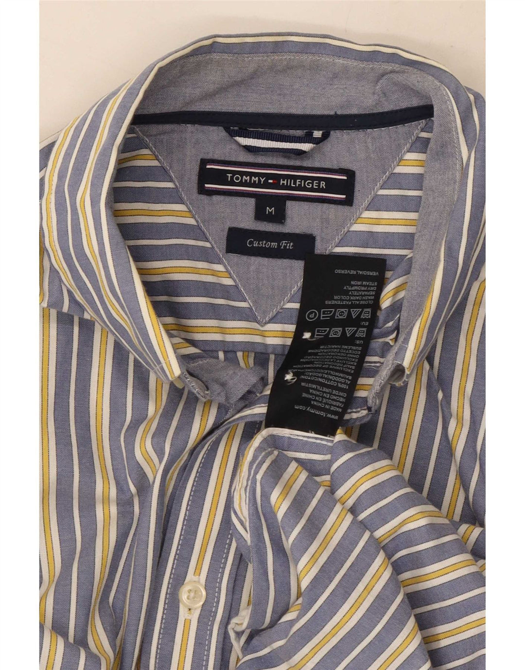 Ανδρικό πουκάμισο Tommy Hilfiger Custom Fit Βαμβακερό μεσαίο μπλε ριγέ