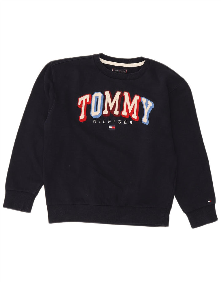 TOMMY HILFIGER Γραφικό φούτερ για αγόρια πουκάμισο 11-12 ετών Ναυτικό μπλε βαμβακερό