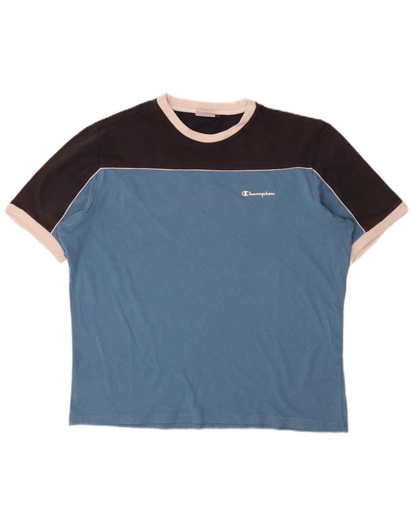 Ανδρικό T-Shirt Champion Top XL Blue Colourblock Βαμβακερό