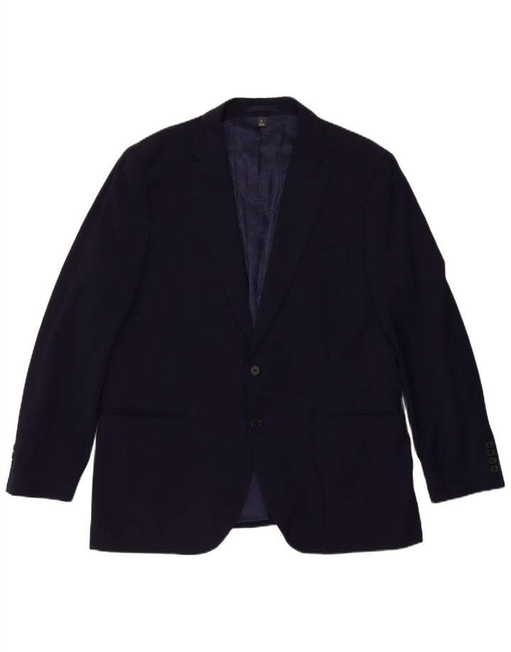 Marks & Spencer Ανδρικό μπλέιζερ με 2 κουμπιά μπουφάν UK 44 2XL Navy Blue Wool