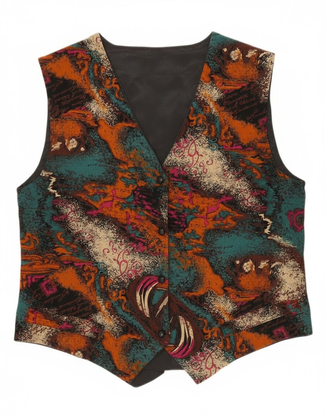 Vintage γυναικείο γιλέκο με αφηρημένο σχέδιο UK 14 Medium πολύχρωμο