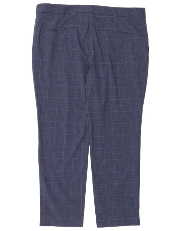 Zara γυναικείο ίσιο παντελόνι EU 44 XL W34 L27 Navy Blue Houndstooth