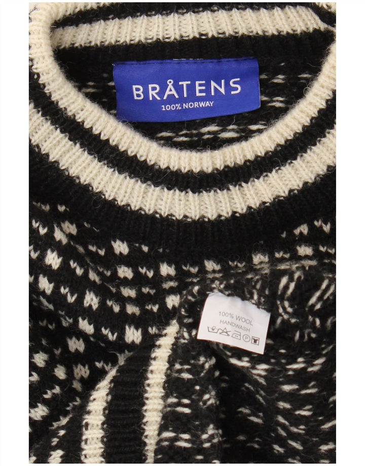 Ανδρικό πουλόβερ Bratens Boat Neck Jumper Medium μαύρο γεωμετρικό μαλλί
