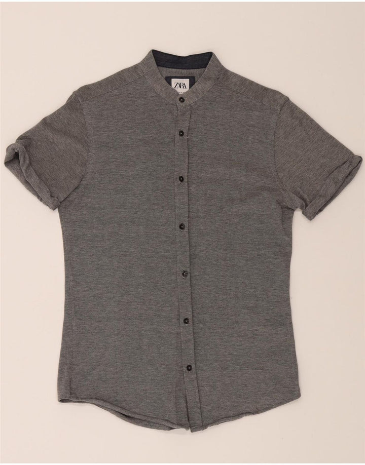 ZARA Mens Slim Fit Short Sleeve Shirt Small Grey Vintage Zara and Second-Hand Zara from Messina Hembry 