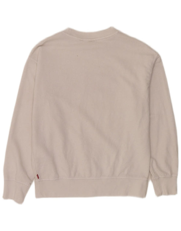 Γυναικείο γραφικό υπερμεγέθη φούτερ Levi's Jumper UK 6 XS Λευκό βαμβακερό