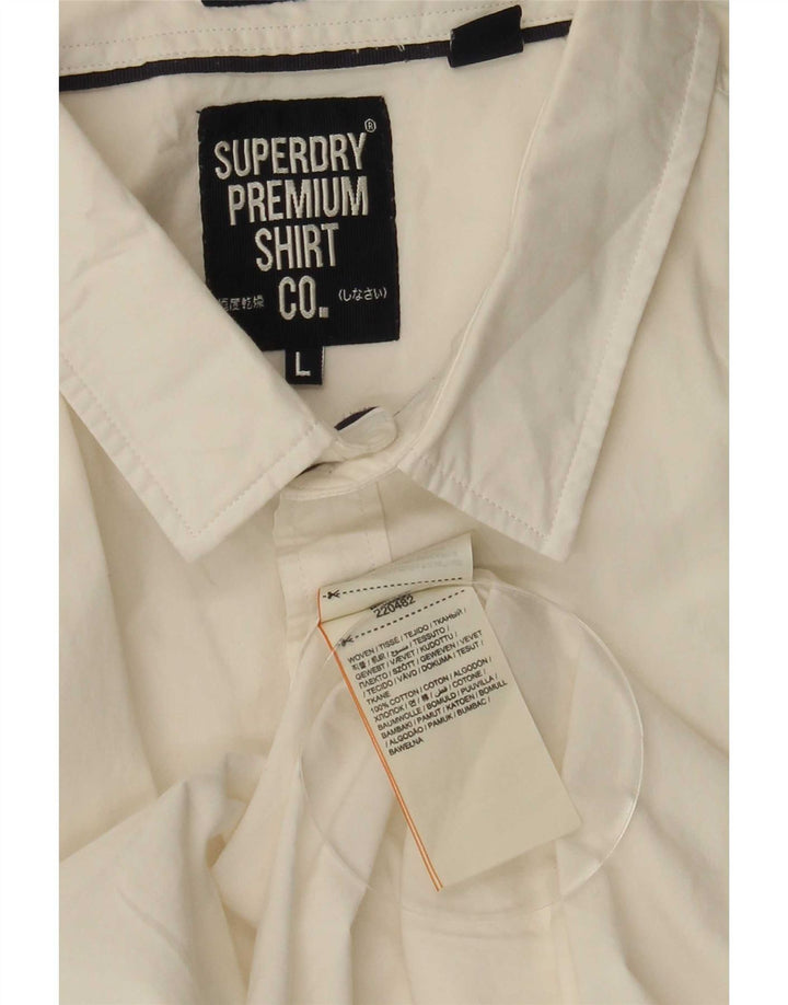 Ανδρικό κοντομάνικο πουκάμισο Superdry λευκό βαμβακερό