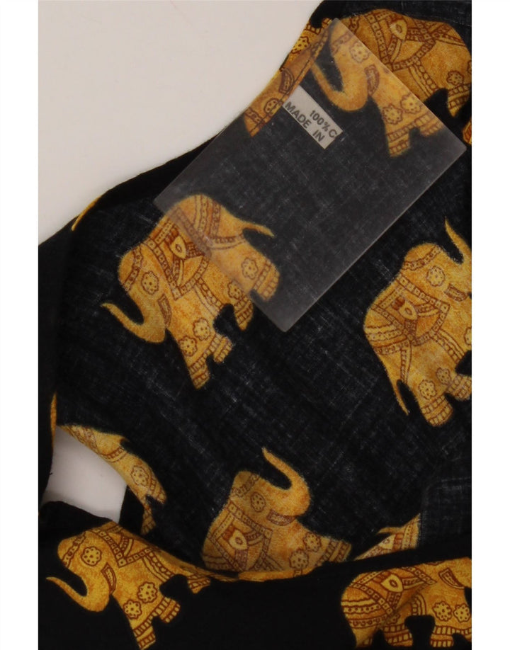 VINTAGE Γυναικείο αμάνικο Sundress UK 12 Medium Μαύρο Animal Print Βαμβακερό