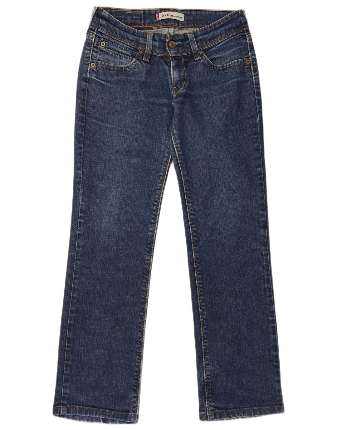 Levi's Womens 570 Straight Jeans W28 L28 Blue Cotton