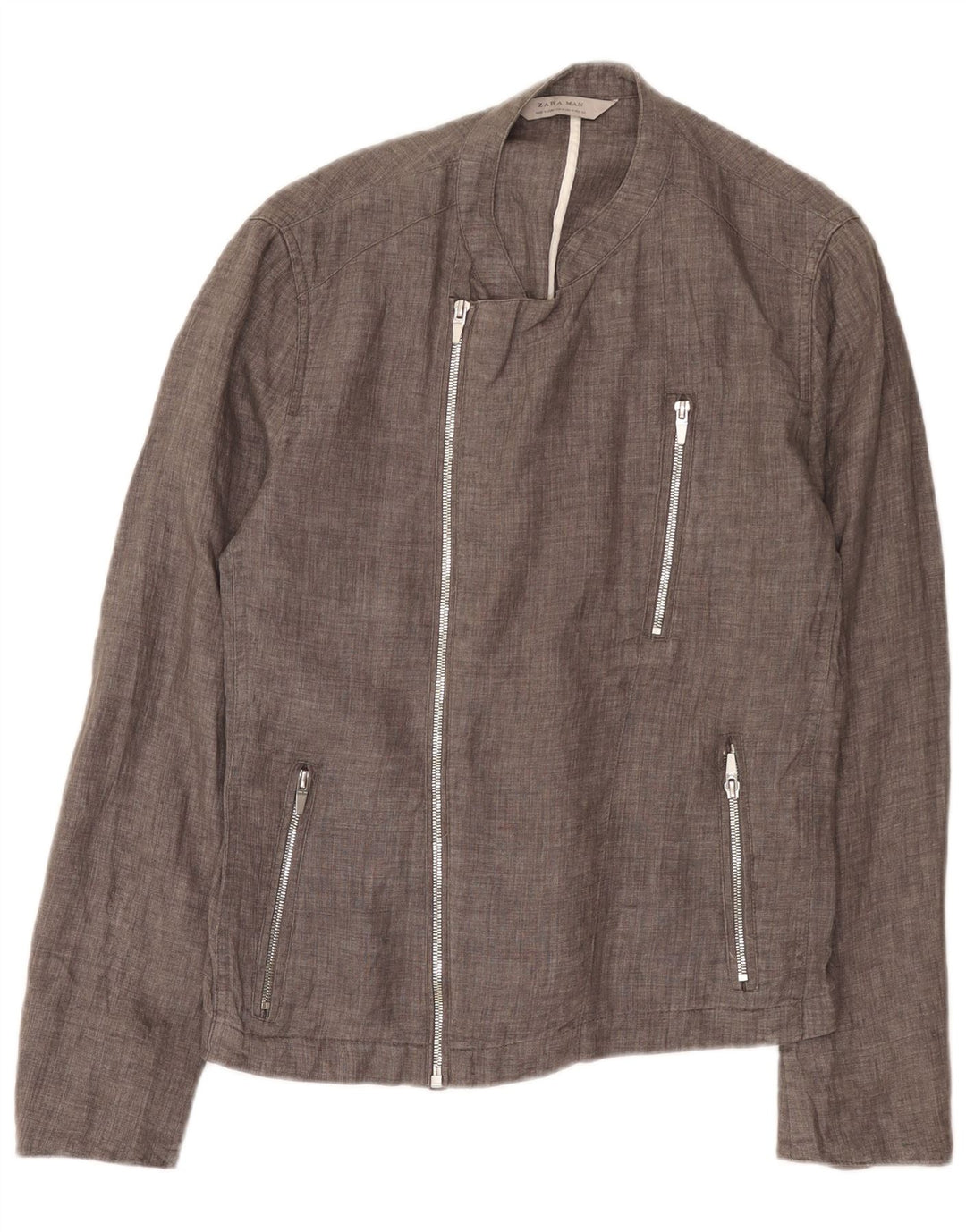 Zara Ανδρικό Utility Μπουφάν UK 36 Medium Grey Λευκό