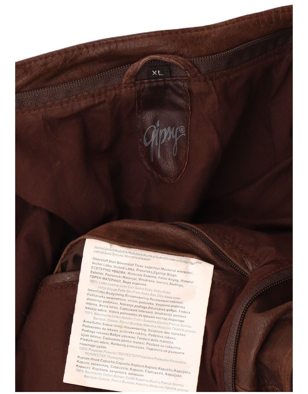 GIPSY Ανδρικό Λεπτό Δερμάτινο Μπουφάν UK 42 XL Καφέ Δερμάτινο