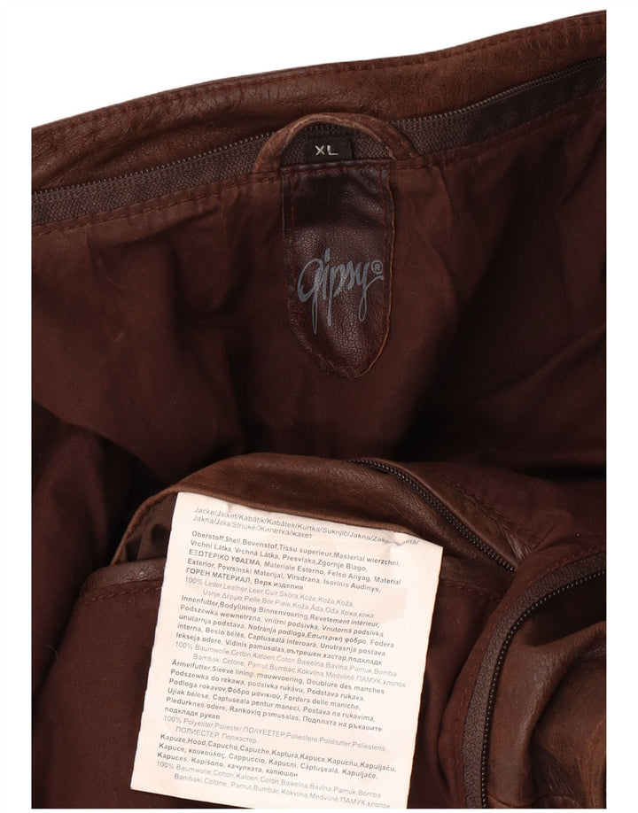 GIPSY Ανδρικό Λεπτό Δερμάτινο Μπουφάν UK 42 XL Καφέ Δερμάτινο
