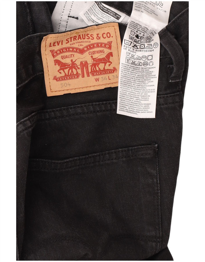 Levi's Mens 504 Straight Jeans W34 L34 Μαύρο βαμβακερό