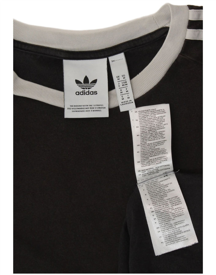 Adidas Γυναικείο T-Shirt Top UK 14 Μεσαίο μαύρο βαμβακερό
