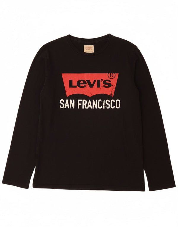 LEVI'S Boys Graphic Top Μακρυμάνικο 15-16 ετών Μαύρο Βαμβακερό