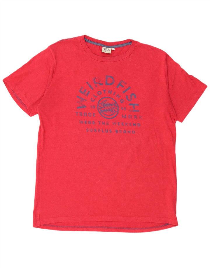 Ανδρικό γραφικό T-Shirt WEIRD FISH Top μεγάλο κόκκινο βαμβακερό