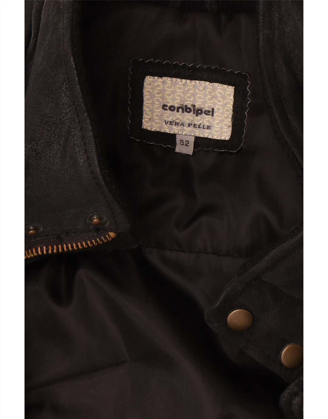Conbipel Ανδρικό Δερμάτινο Μπουφάν IT 52 Large Μαύρο Δερμάτινο