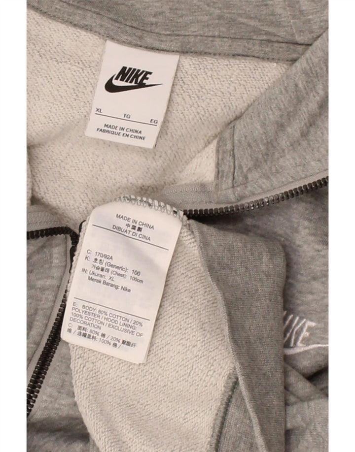 NIKE Mens Zip Hoodie Sweater XL Grey Cotton