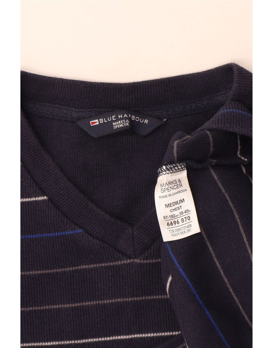 MARKS & SPENCER Ανδρικό πουλόβερ με λαιμόκοψη με V λαιμόκοψη UK 38/40 Medium Navy Blue