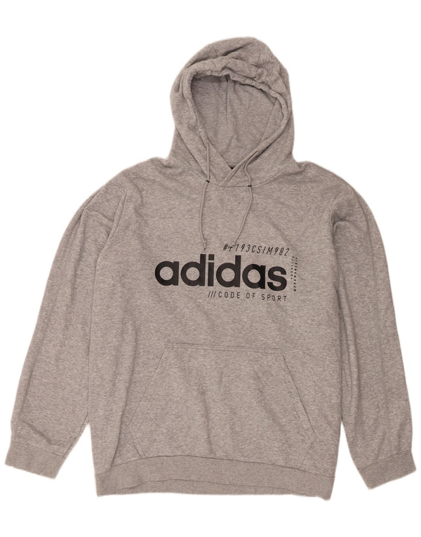 Ανδρικό γραφικό φούτερ Adidas 2XL, βαμβακερό γκρι