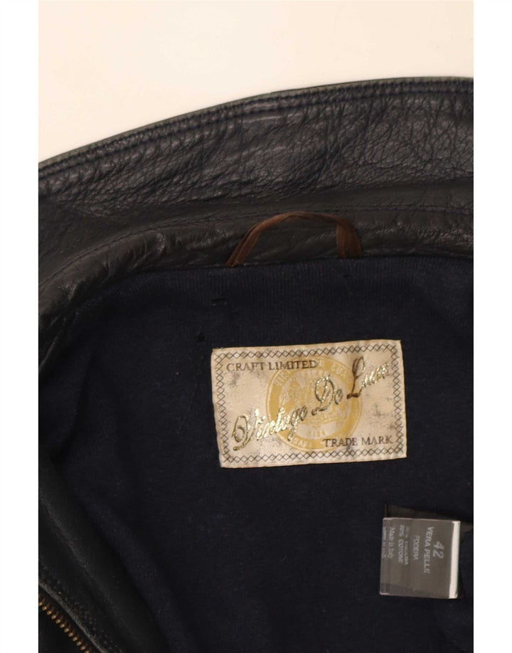 Vintage Γυναικείο Δερμάτινο Μπουφάν IT 42 Medium Black Leather