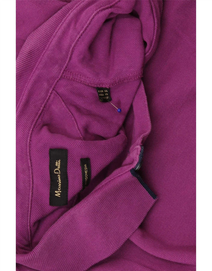 Ανδρικό πουκάμισο πόλο Massimo Dutti XL Μωβ βαμβακερό