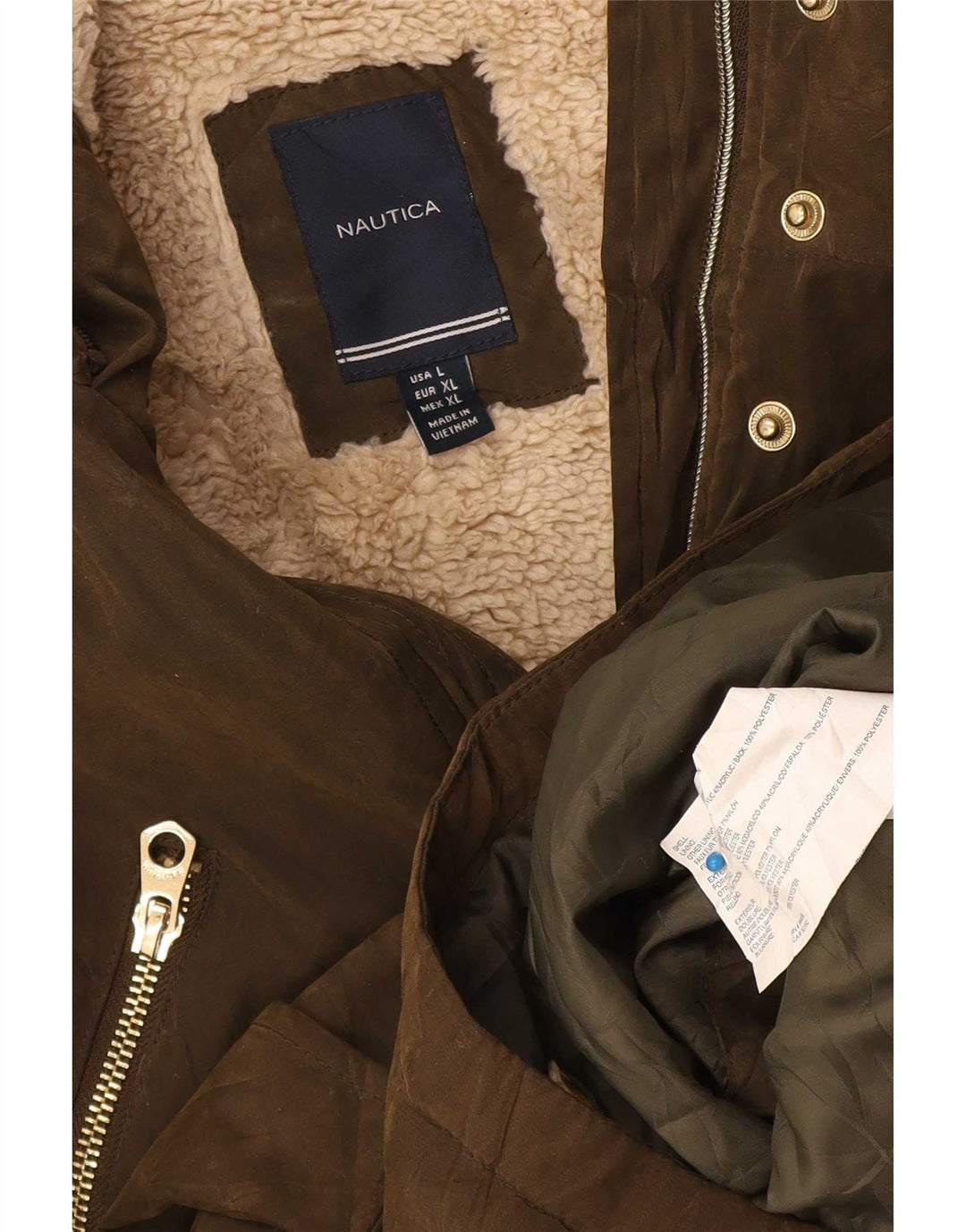 Nautica Γυναικείο σακάκι Sherpa Parka UK 16 Large Khaki Polyester