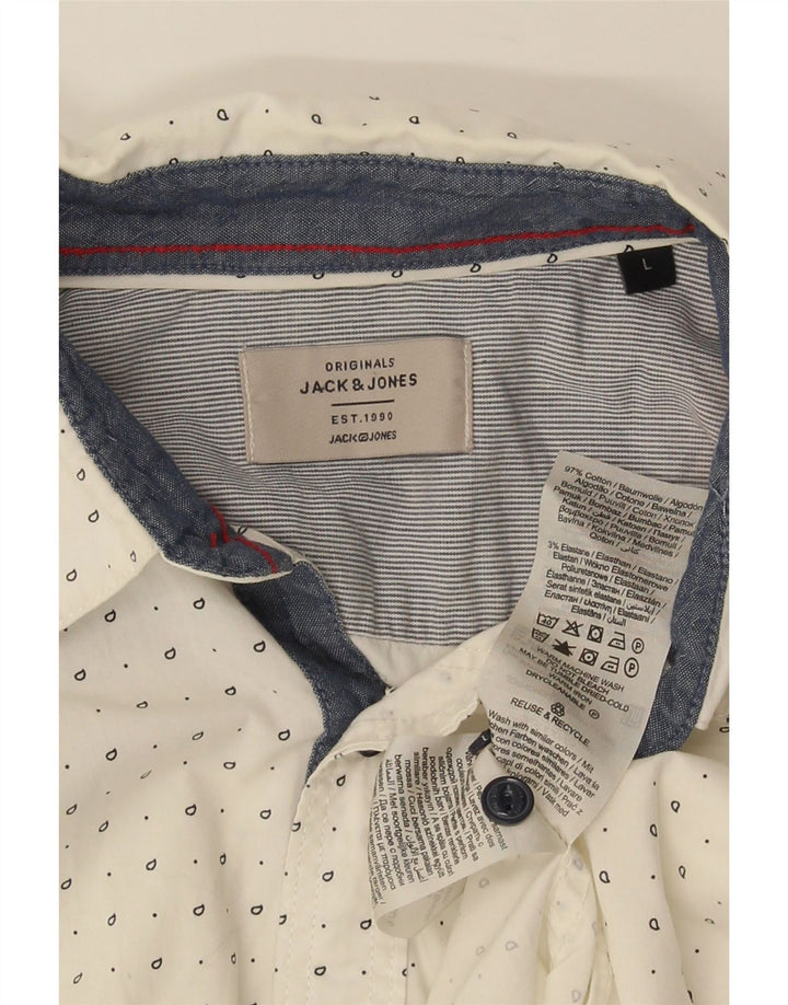 Ανδρικό πουκάμισο Jack & Jones με μεγάλο λευκό βαμβακερό στίγμα