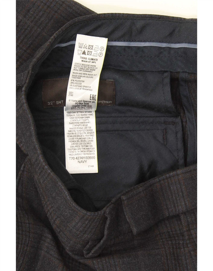 Marks & Spencer Ανδρικό παντελόνι με κανονική εφαρμογή W32 L29 Navy Blue Check