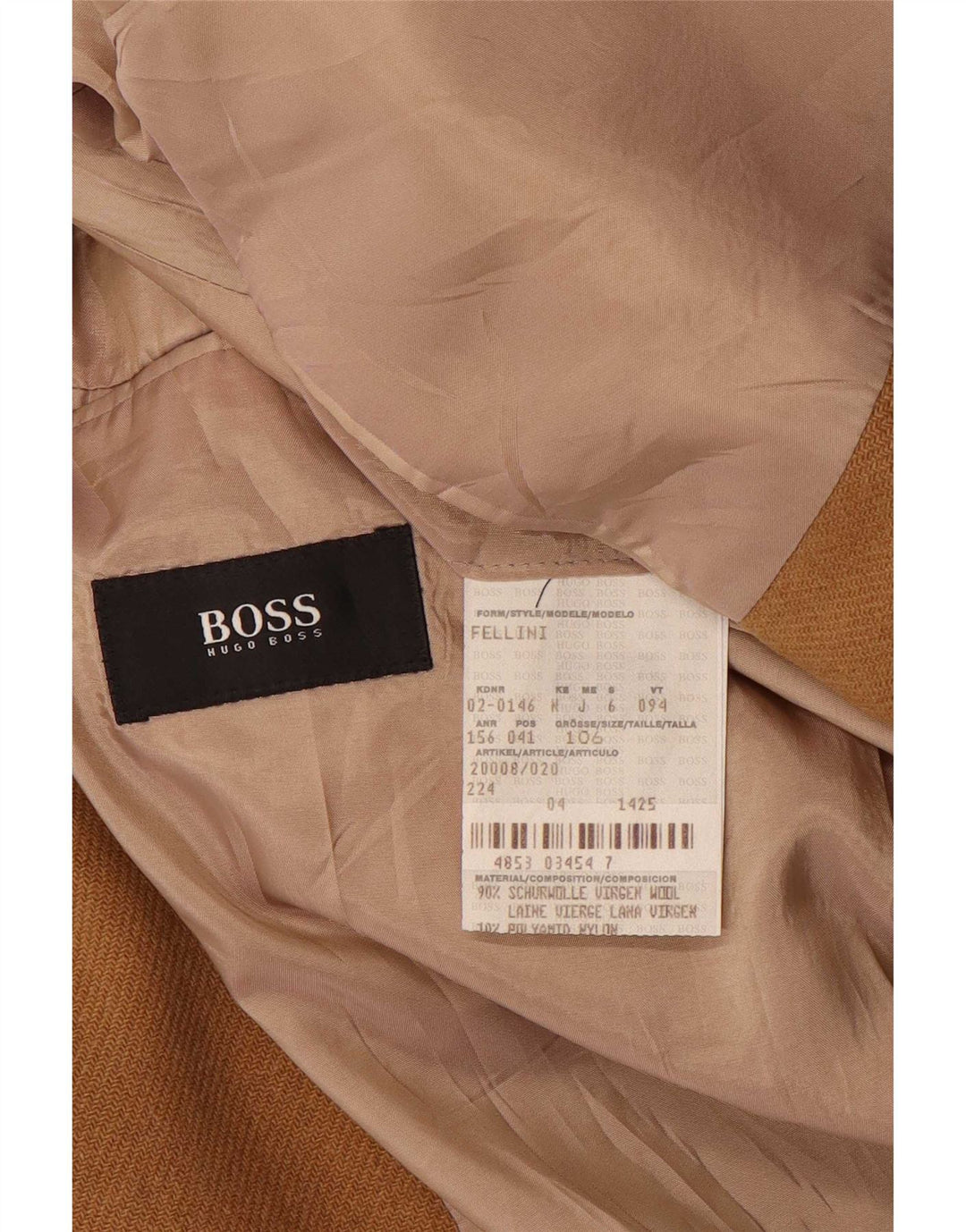 Ανδρικό σακάκι σακάκι Hugo Boss 3 κουμπιών UK 42 XL μπεζ μαλλί