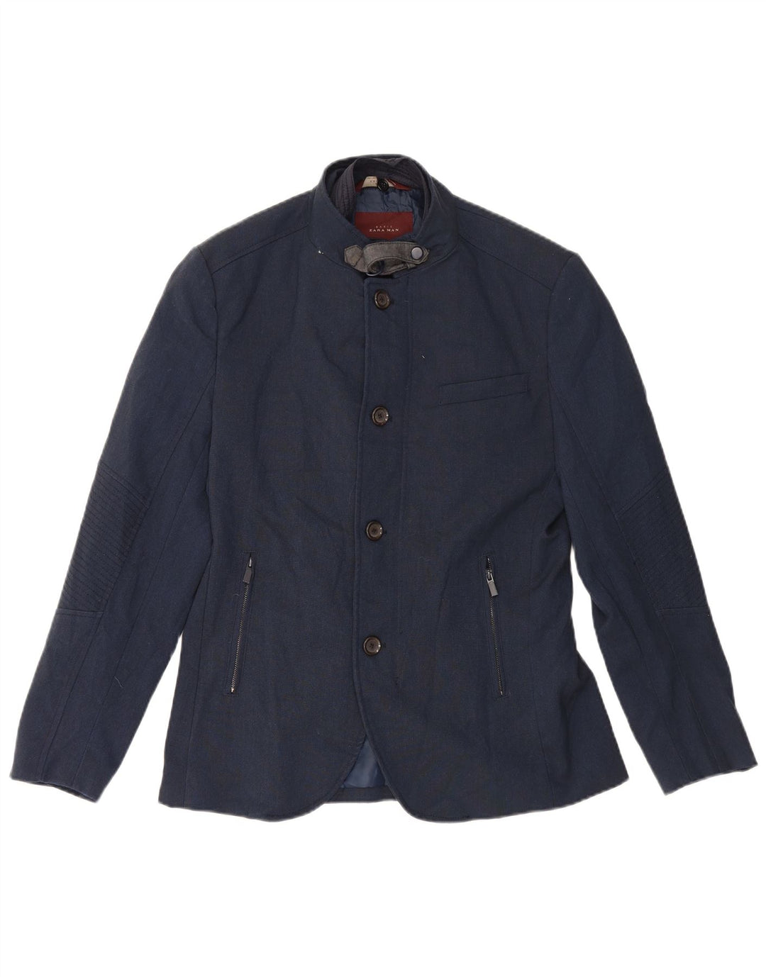 Zara Ανδρικό μπλέιζερ με 4 κουμπιά μπουφάν UK 40 Large Navy Blue Polyester