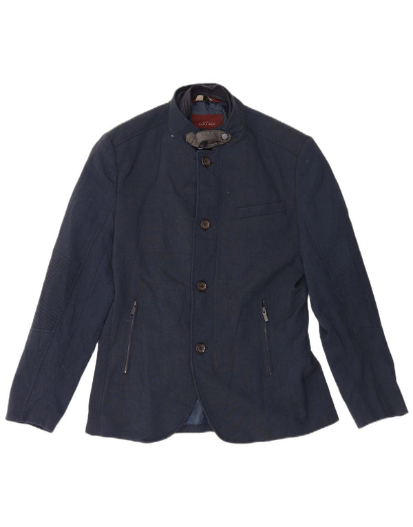 Zara Ανδρικό μπλέιζερ με 4 κουμπιά μπουφάν UK 40 Large Navy Blue Polyester