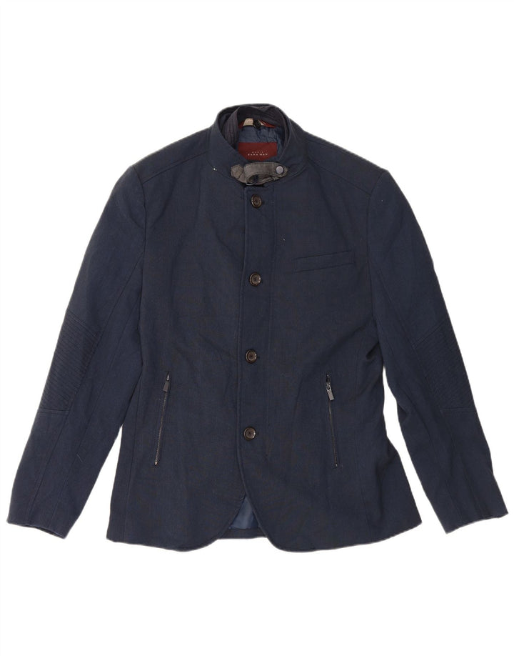 Zara Ανδρικό μπλέιζερ με 4 κουμπιά μπουφάν UK 40 Large Navy Blue Polyester